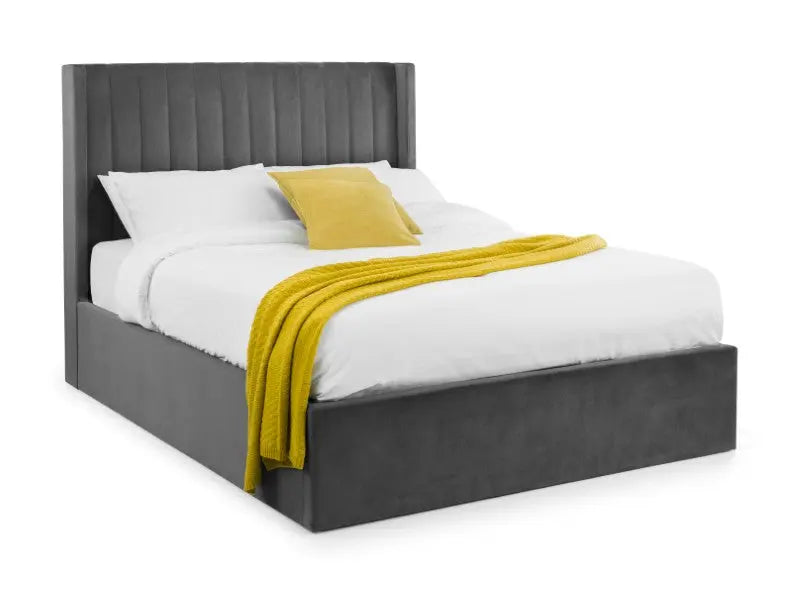 Langham Ottoman Storage 135cm Double Bed - Grey Luxepalace