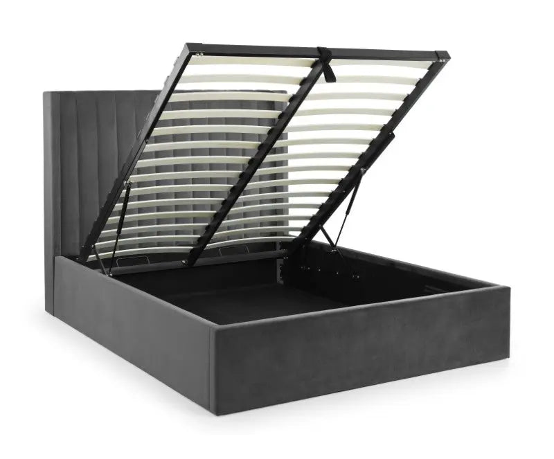 Langham Ottoman Storage 135cm Double Bed - Grey Luxepalace