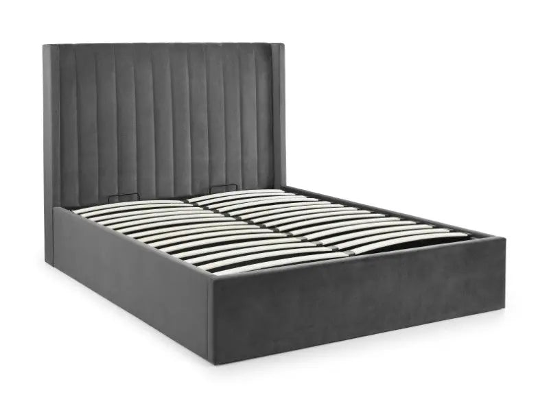 Langham Ottoman Storage 135cm Double Bed - Grey Luxepalace