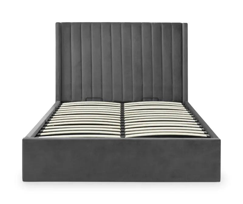 Langham Ottoman Storage 135cm Double Bed - Grey Luxepalace