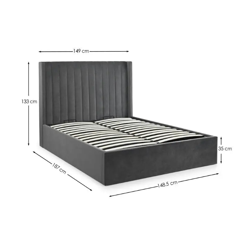 Langham Ottoman Storage 135cm Double Bed - Grey Luxepalace
