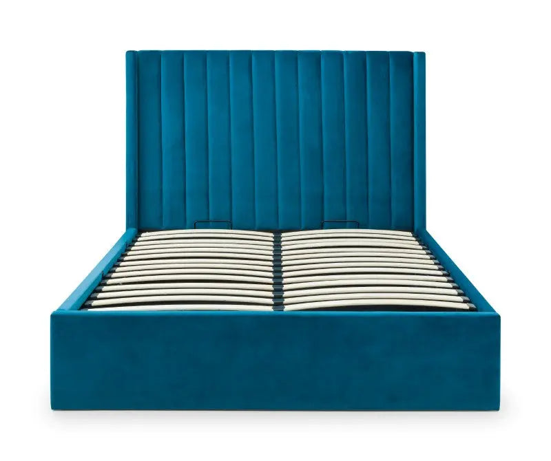 Langham Ottoman Storage 135cm Double Bed - Teal Luxepalace