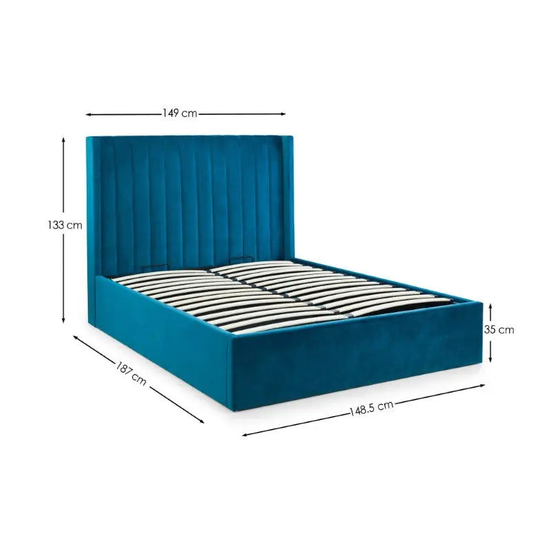 Langham Ottoman Storage 135cm Double Bed - Teal Luxepalace