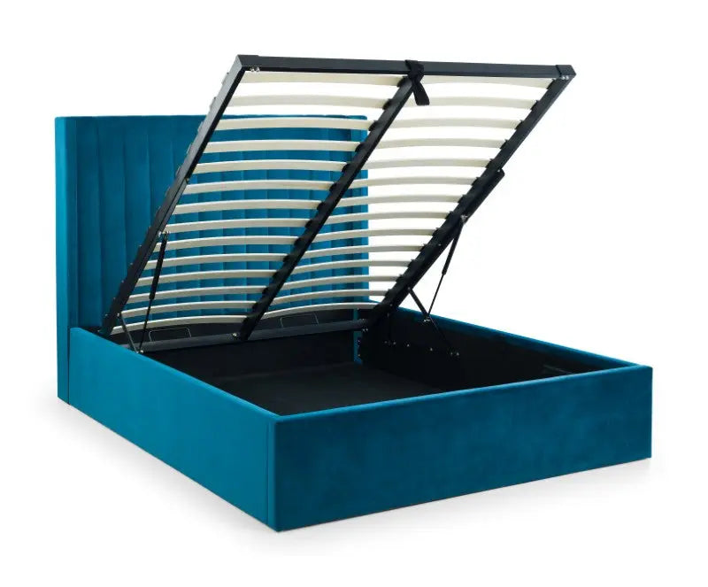 Langham Ottoman Storage 180cm Superking Bed - Teal Luxepalace