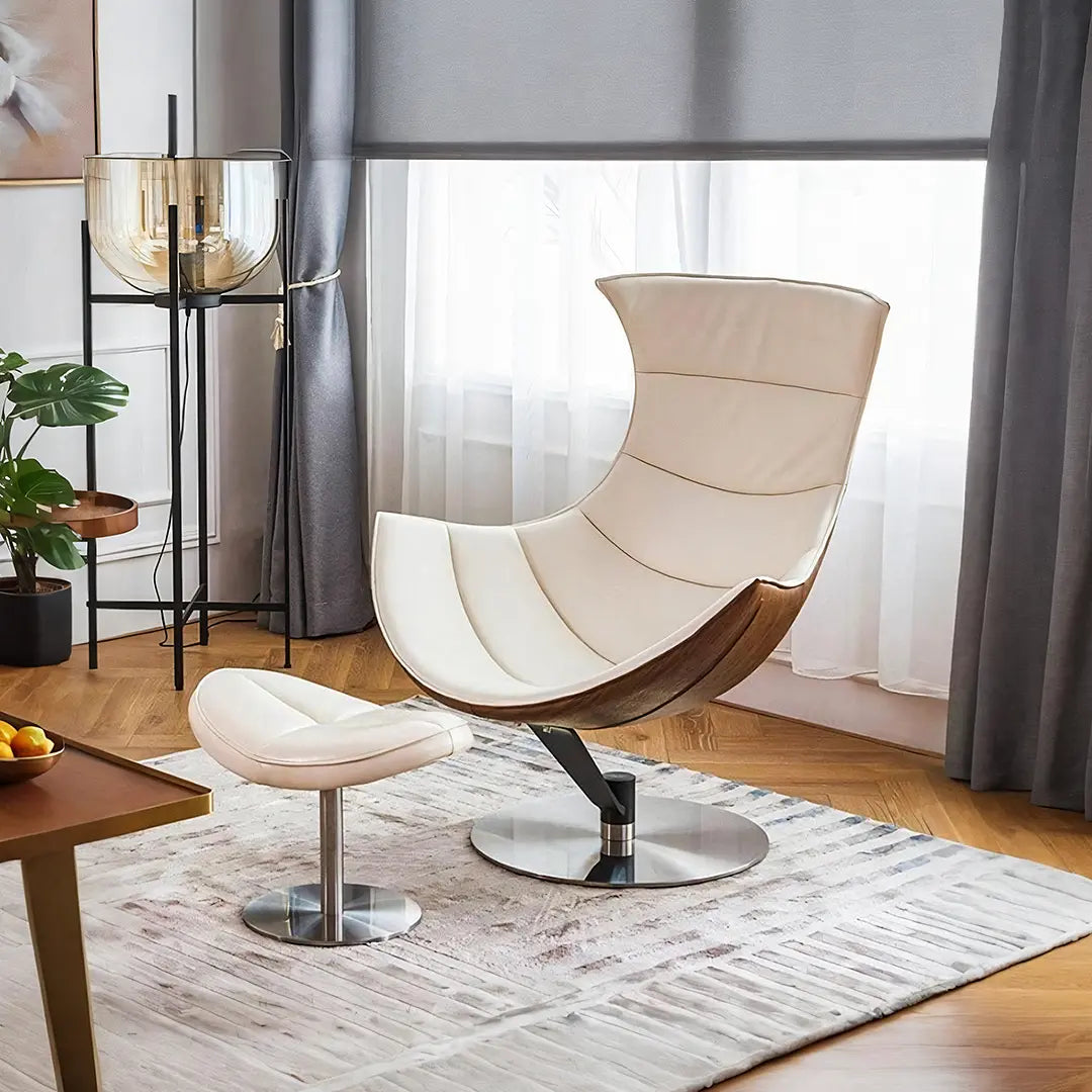 Lobster Lounge Chair With Ottoman, Walnut Texture, Armchair Luxepalace.co.uk