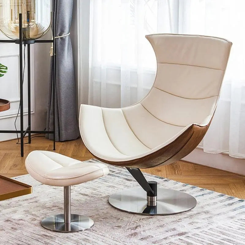 Lobster Lounge Chair With Ottoman, Walnut Texture, Armchair Luxepalace.co.uk