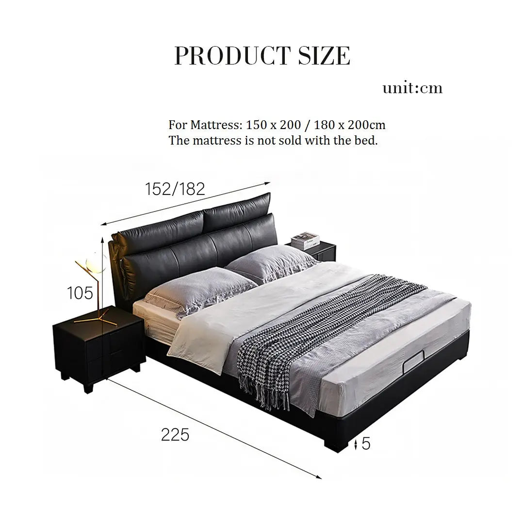 Luca King Size Superking Size Bed, Leather Luxepalace.co.uk