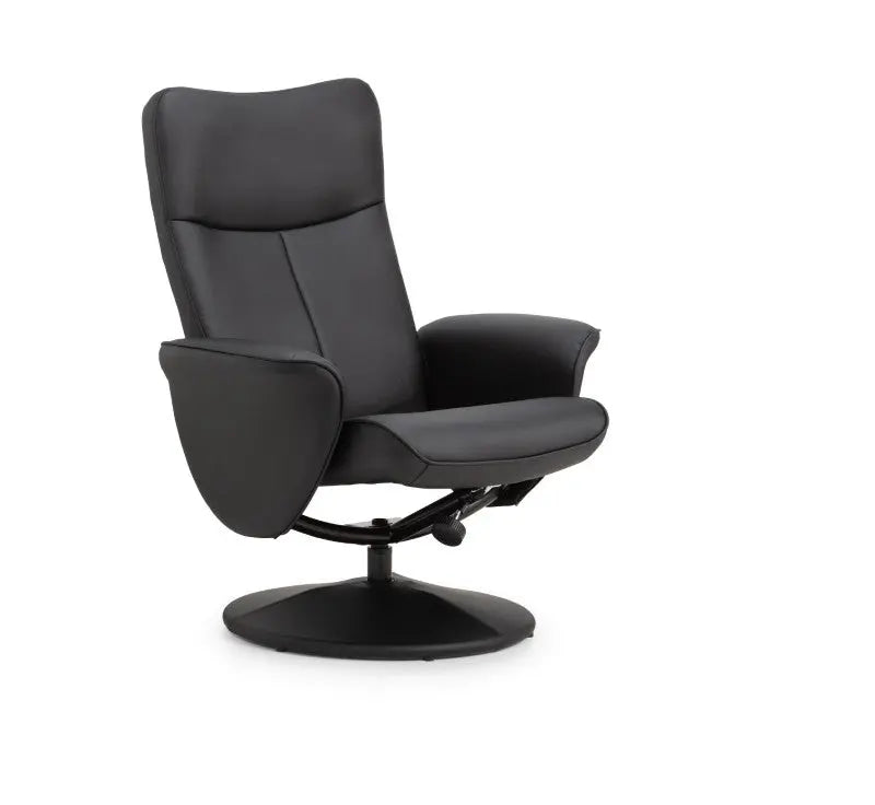 Lugano Recliner & Stool With Covered Base - Black Luxepalace