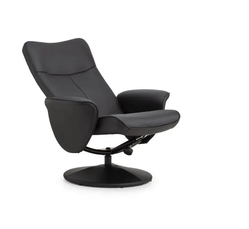 Lugano Recliner & Stool With Covered Base - Black Luxepalace