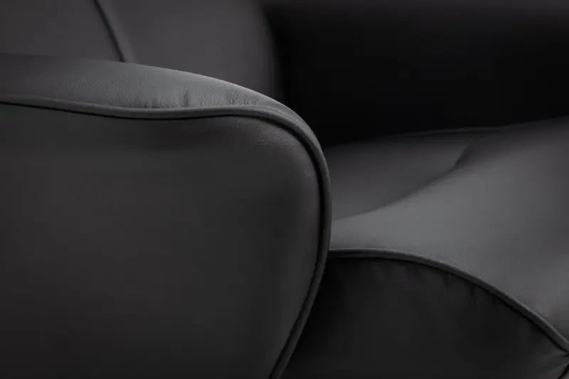 Lugano Recliner & Stool With Covered Base - Black Luxepalace