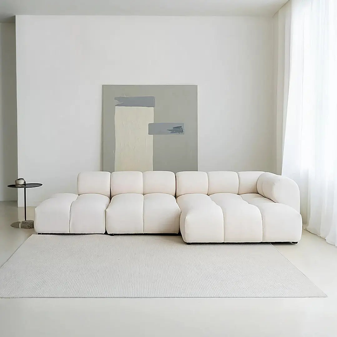 Lysander Velvet Module Three Seater, Four Seater, Five Seater Sofa, Corner Sofa, White Luxepalace.co.uk