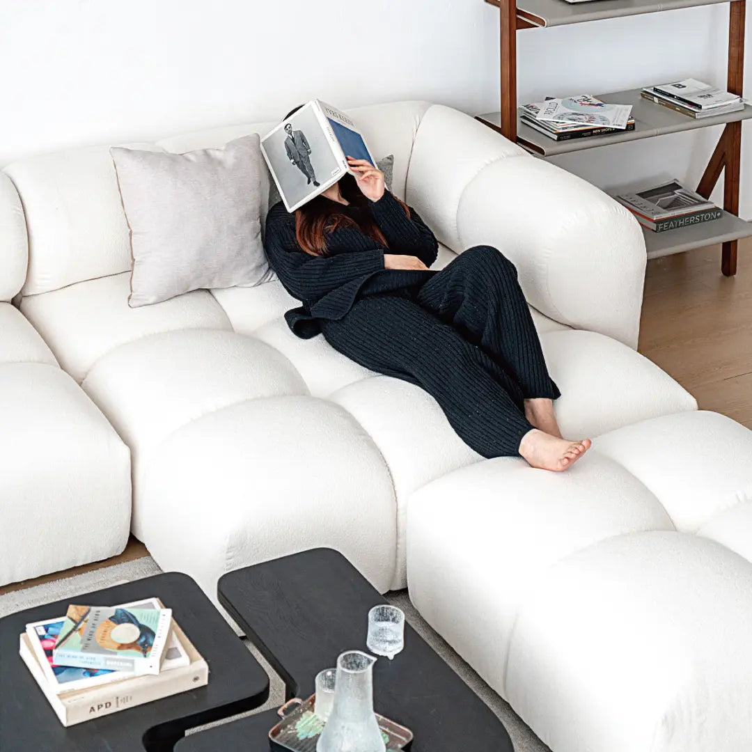 Lysander Velvet Module Three Seater, Four Seater, Five Seater Sofa, Corner Sofa, White Luxepalace.co.uk