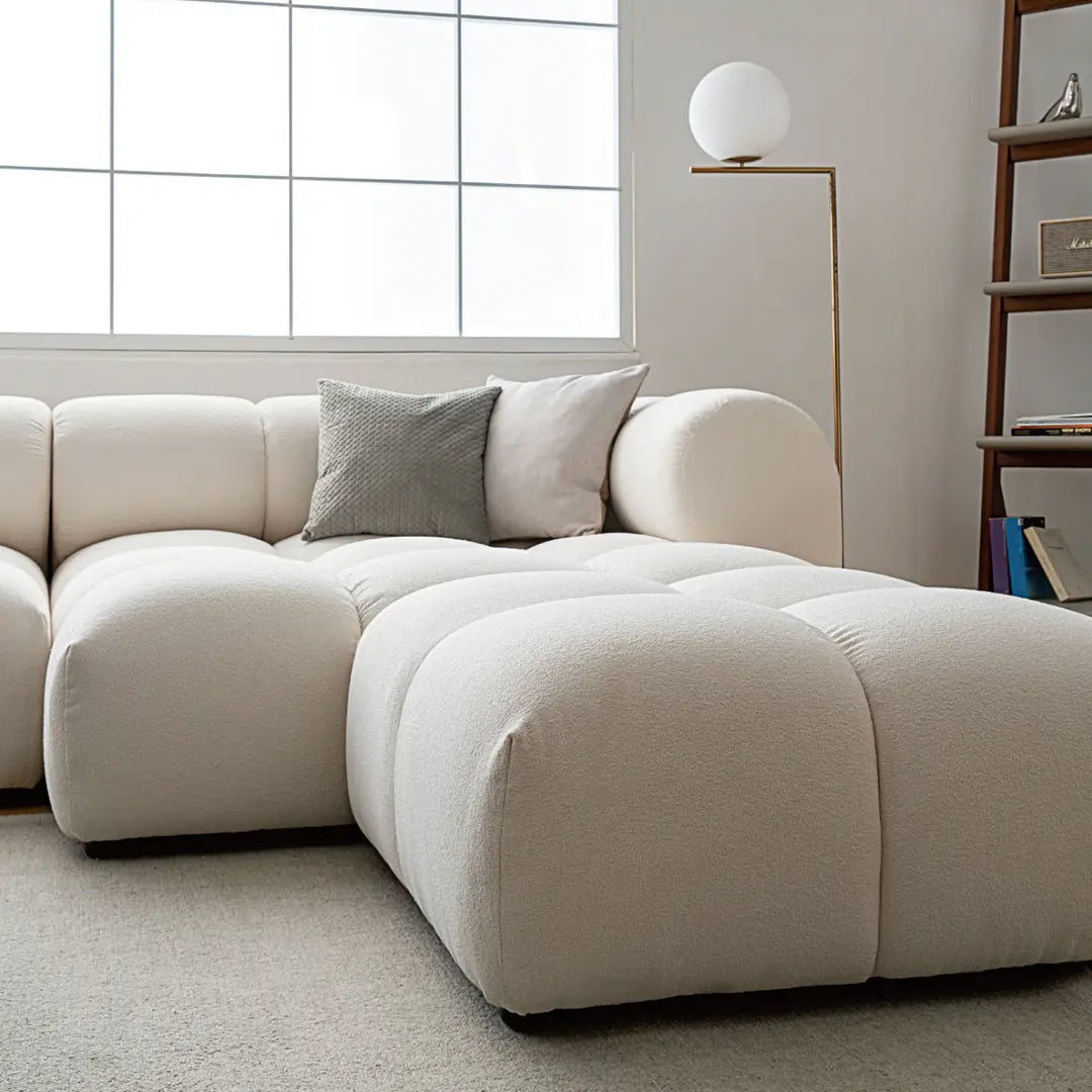Lysander Velvet Module Three Seater, Four Seater, Five Seater Sofa, Corner Sofa, White Luxepalace.co.uk