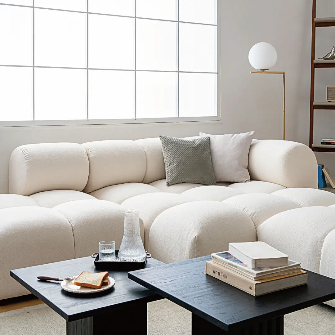 Lysander Velvet Module Three Seater, Four Seater, Five Seater Sofa, Corner Sofa, White Luxepalace.co.uk