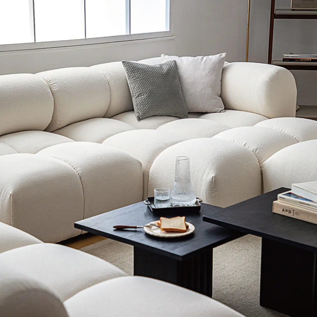 Lysander Velvet Module Three Seater, Four Seater, Five Seater Sofa, Corner Sofa, White Luxepalace.co.uk