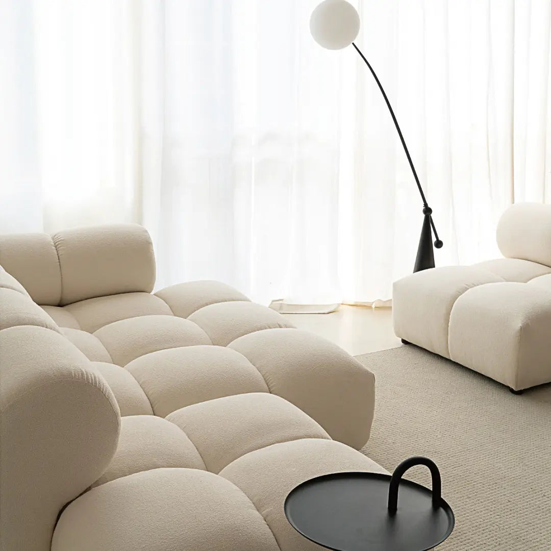 Lysander Velvet Module Three Seater, Four Seater, Five Seater Sofa, Corner Sofa, White Luxepalace.co.uk