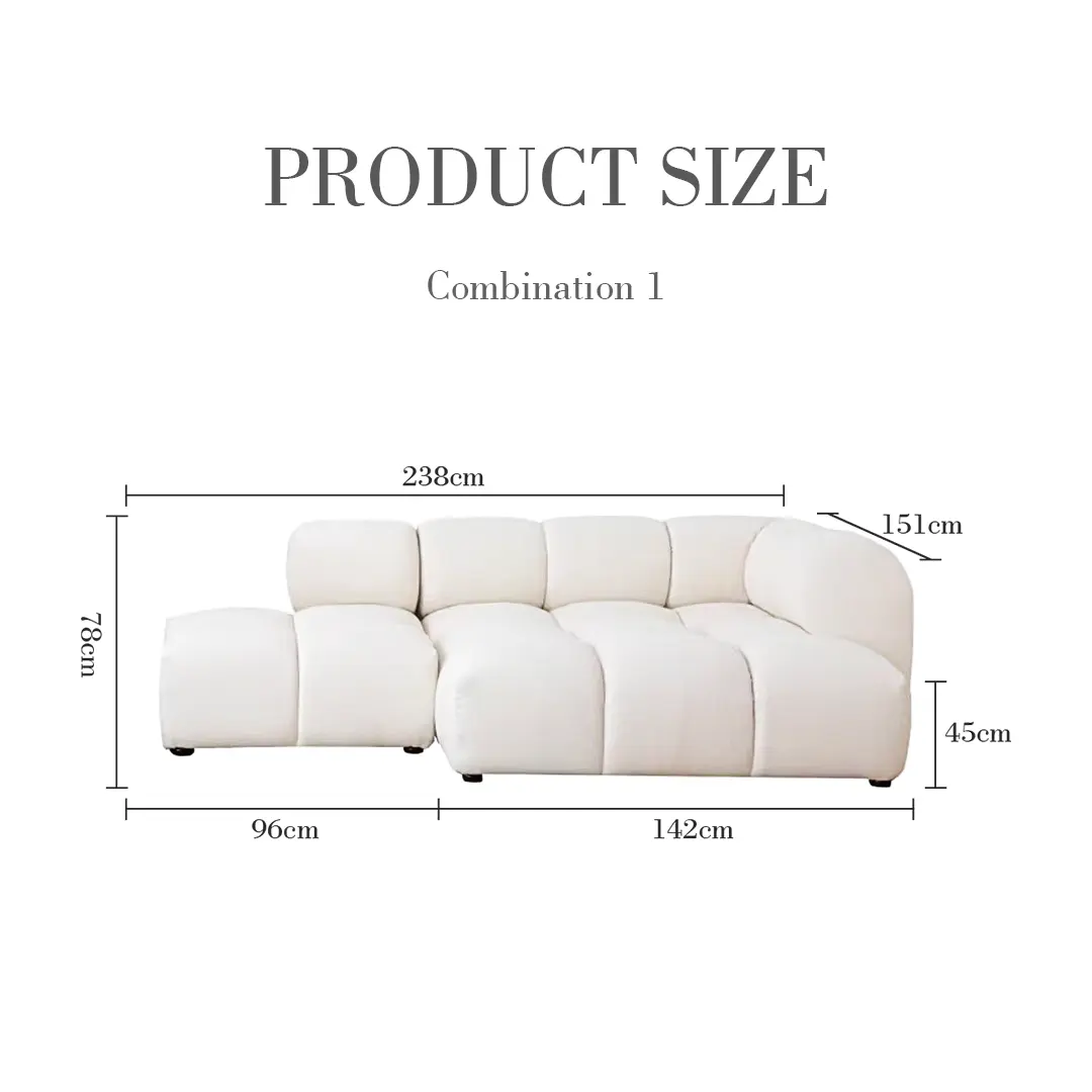 Lysander Velvet Module Three Seater, Four Seater, Five Seater Sofa, Corner Sofa, White Luxepalace.co.uk