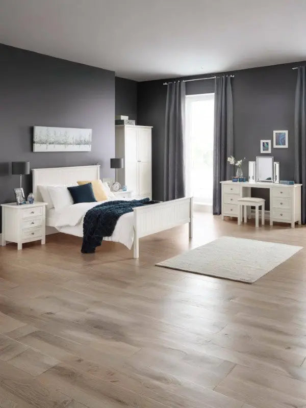 Maine 150cm King Bed - Surf White Luxepalace