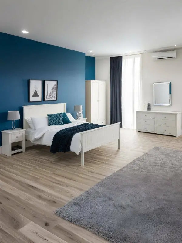 Maine 150cm King Bed - Surf White Luxepalace