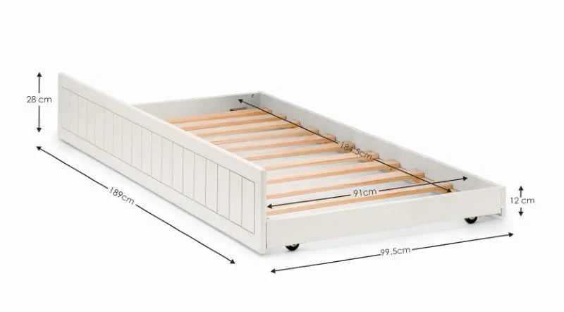 Maine 90cm Single Underbed - Surf White Luxepalace