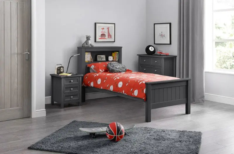 Maine Bookcase 90cm Single Bed - Anthracite Luxepalace