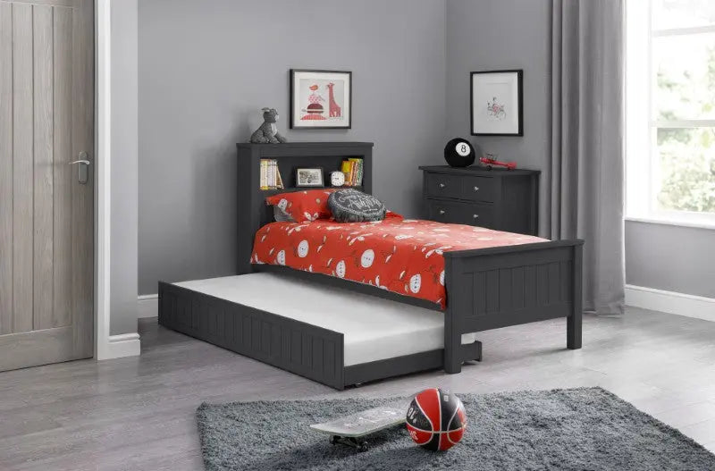 Maine Bookcase 90cm Single Bed - Anthracite Luxepalace