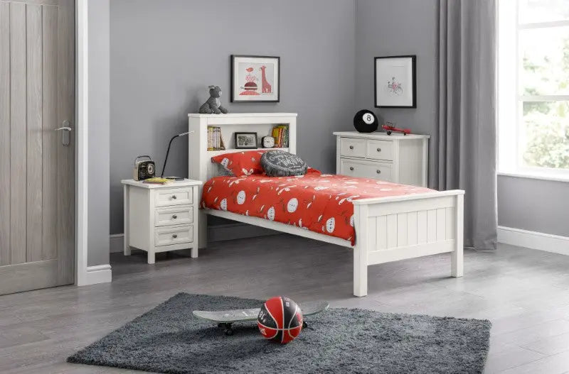 Maine Bookcase 90cm Single Bed - Surf White Luxepalace