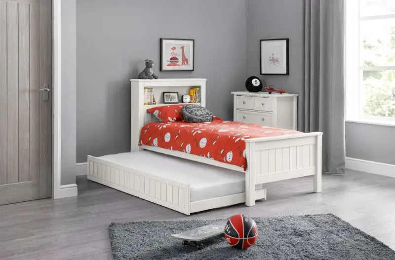 Maine Bookcase 90cm Single Bed - Surf White Luxepalace