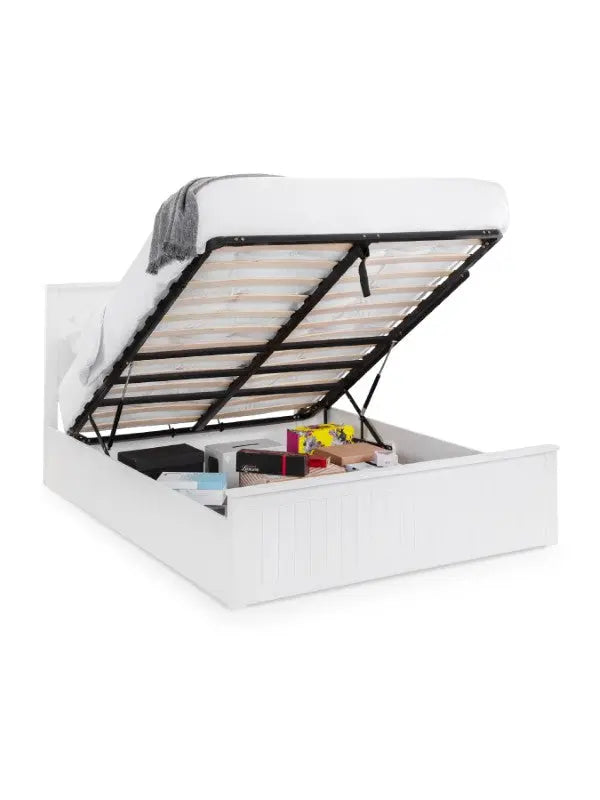 Maine Ottoman Storage 135cm Double Bed - Surf White Luxepalace
