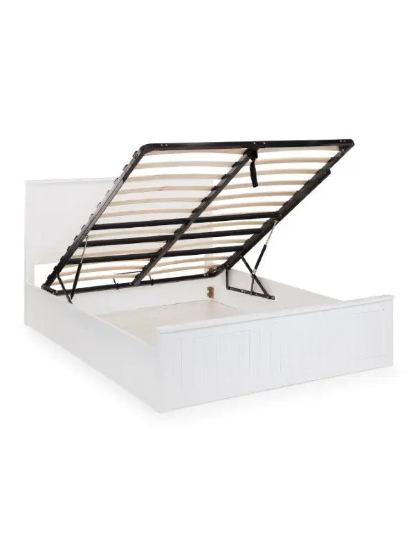 Maine Ottoman Storage 135cm Double Bed - Surf White Luxepalace