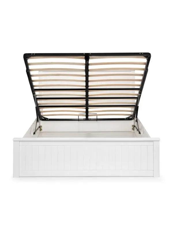 Maine Ottoman Storage 135cm Double Bed - Surf White Luxepalace