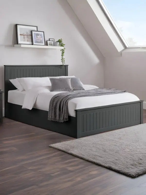 Maine Ottoman Storage 150cm King Bed - Anthracite Luxepalace