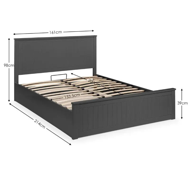 Maine Ottoman Storage 150cm King Bed - Anthracite Luxepalace
