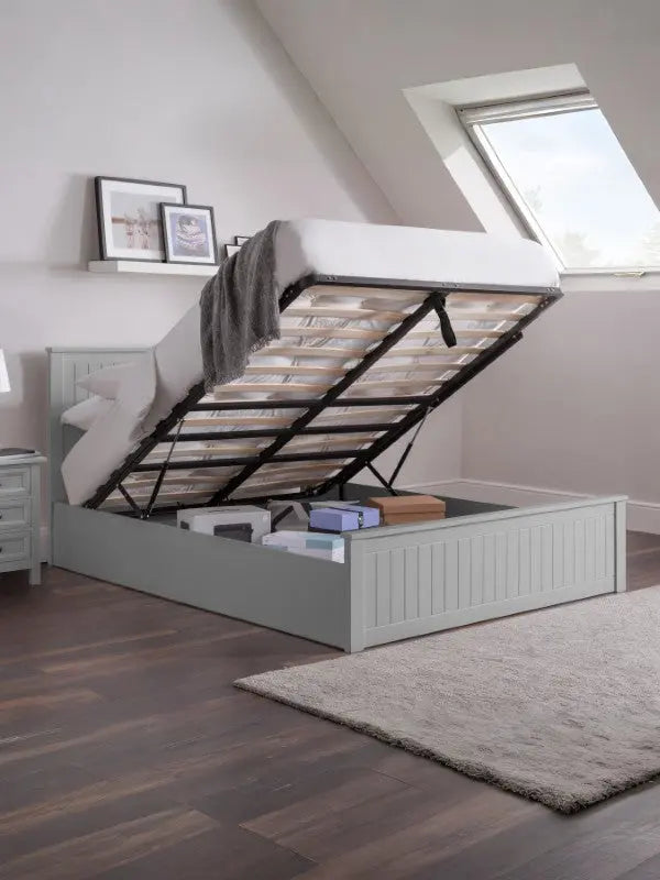 Maine Ottoman Storage 150cm King Bed - Dove Grey Luxepalace