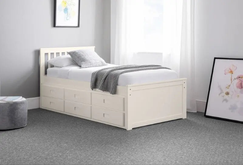 Maisie Bed With Underbed And Drawers - Surf White Luxepalace