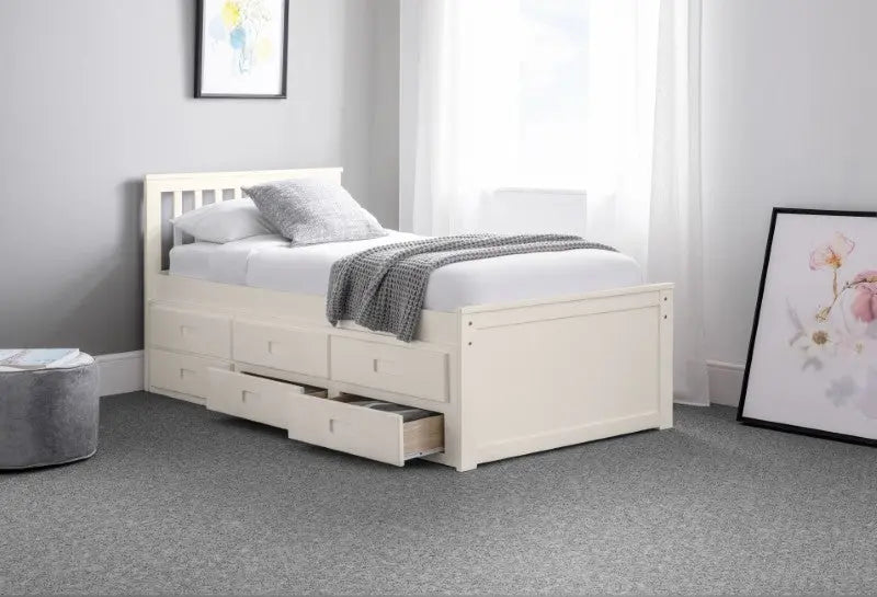 Maisie Bed With Underbed And Drawers - Surf White Luxepalace