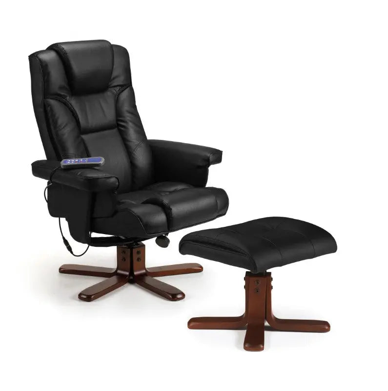 Malmo Massage Recliner & Stool Black Luxepalace