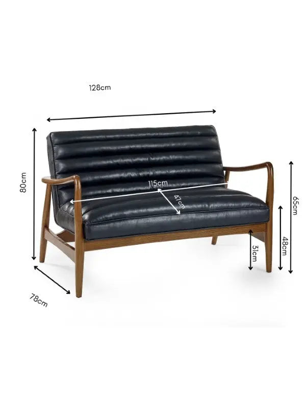 Marshall 2 Seater Sofa Black Luxepalace