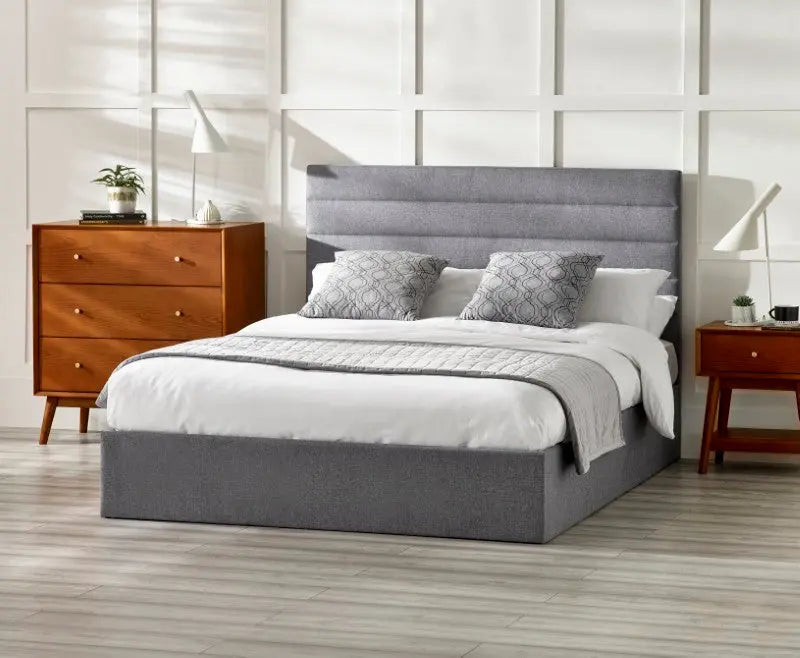 Merida Ottoman Storage 135cm Double Bed - Grey Luxepalace
