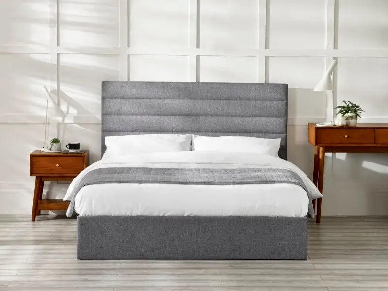 Merida Ottoman Storage 135cm Double Bed - Grey Luxepalace