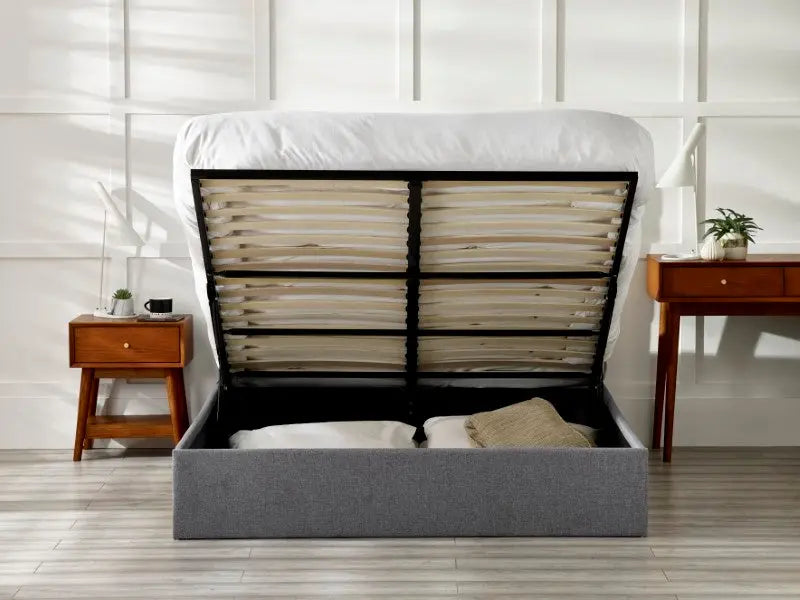 Merida Ottoman Storage 135cm Double Bed - Grey Luxepalace