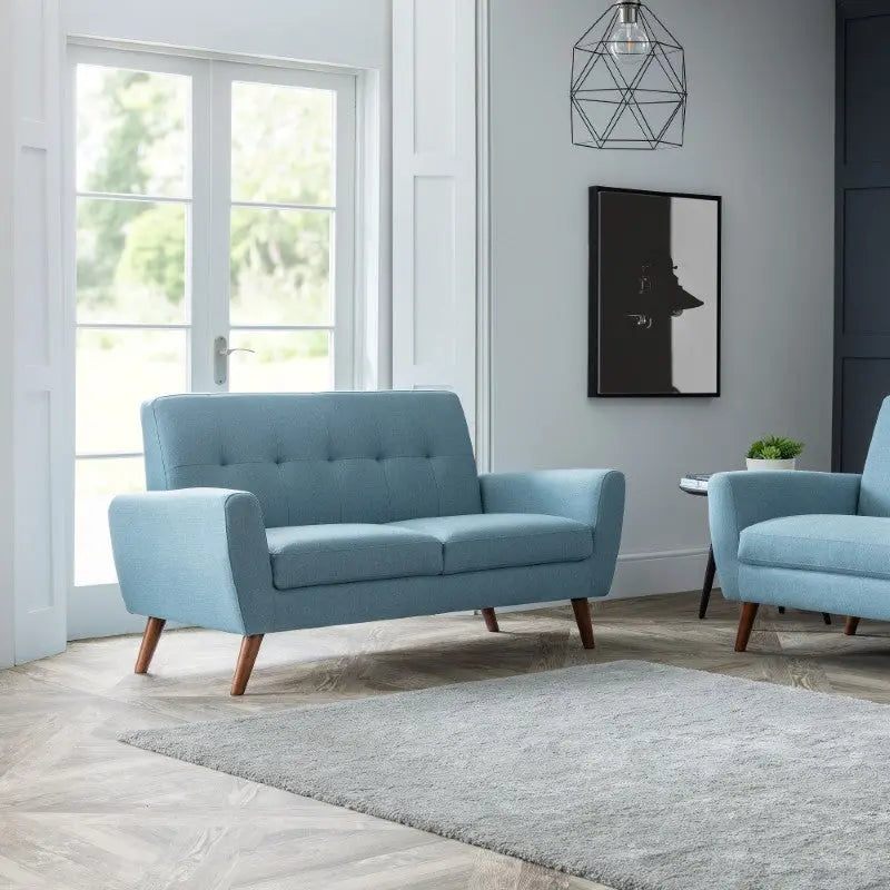 Monza 2 Seater Compact Retro Sofa - Blue Luxepalace