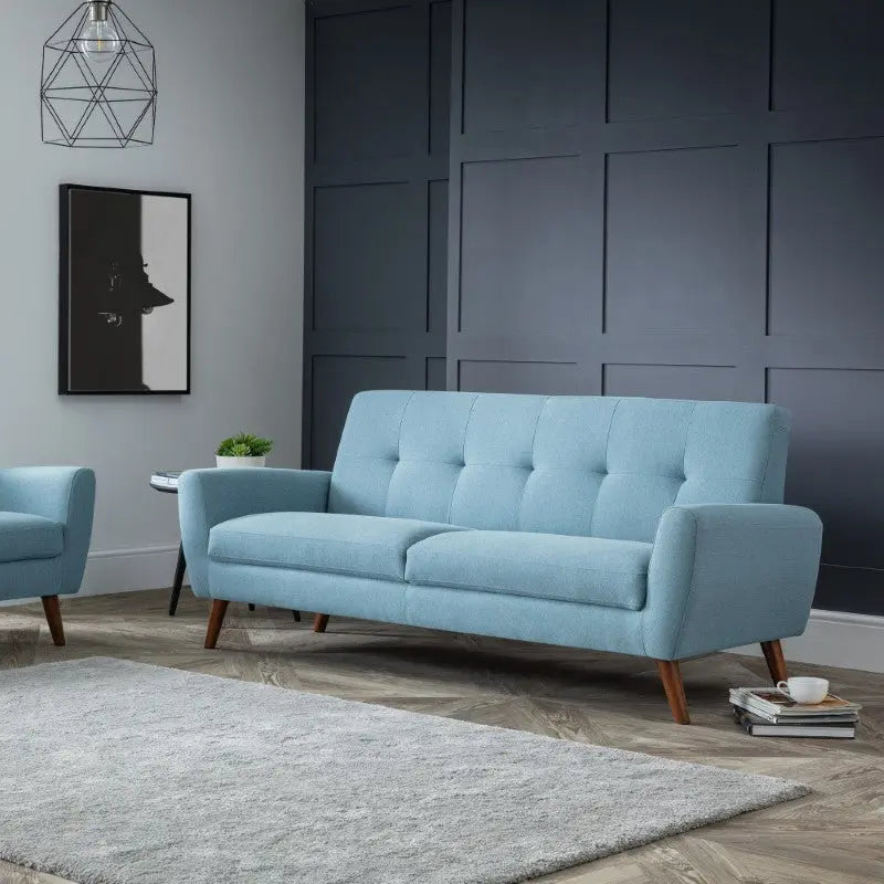 Monza 3 Seater Compact Retro Sofa - Blue Luxepalace