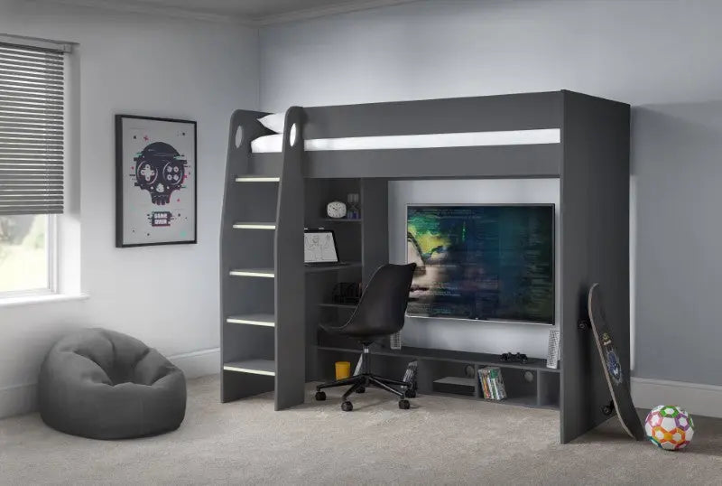 Nebula Gaming Bed With Desk Anthracite Luxepalace