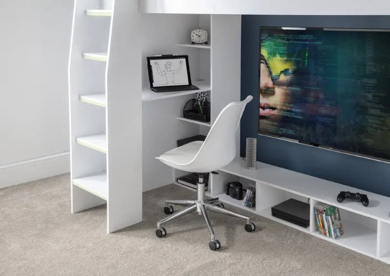 Nebula Gaming Bed With Desk White Luxepalace