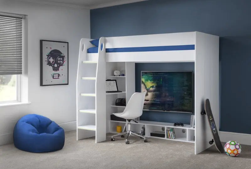 Nebula Gaming Bed With Desk White Luxepalace