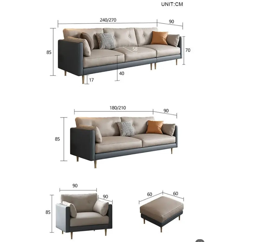 Noel L311 Three Seater Sofa, Armchair Leathaire Luxepalace.co.uk