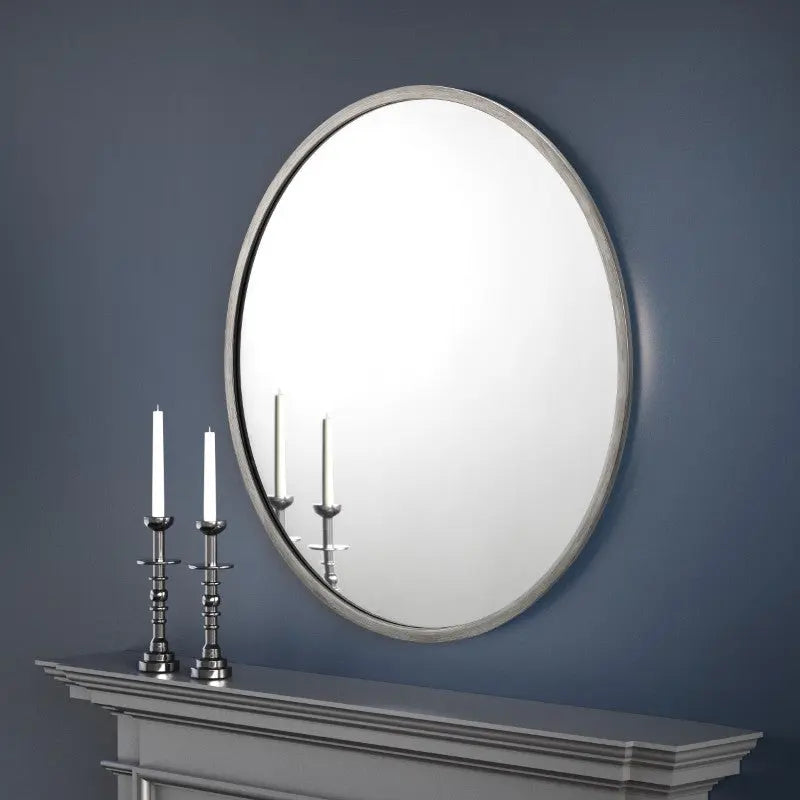 Octave Round Pewter Wall Mirror Luxepalace