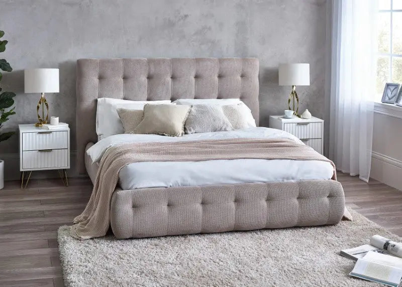 Odette Double Bed 135Cm - Light Taupe Luxepalace
