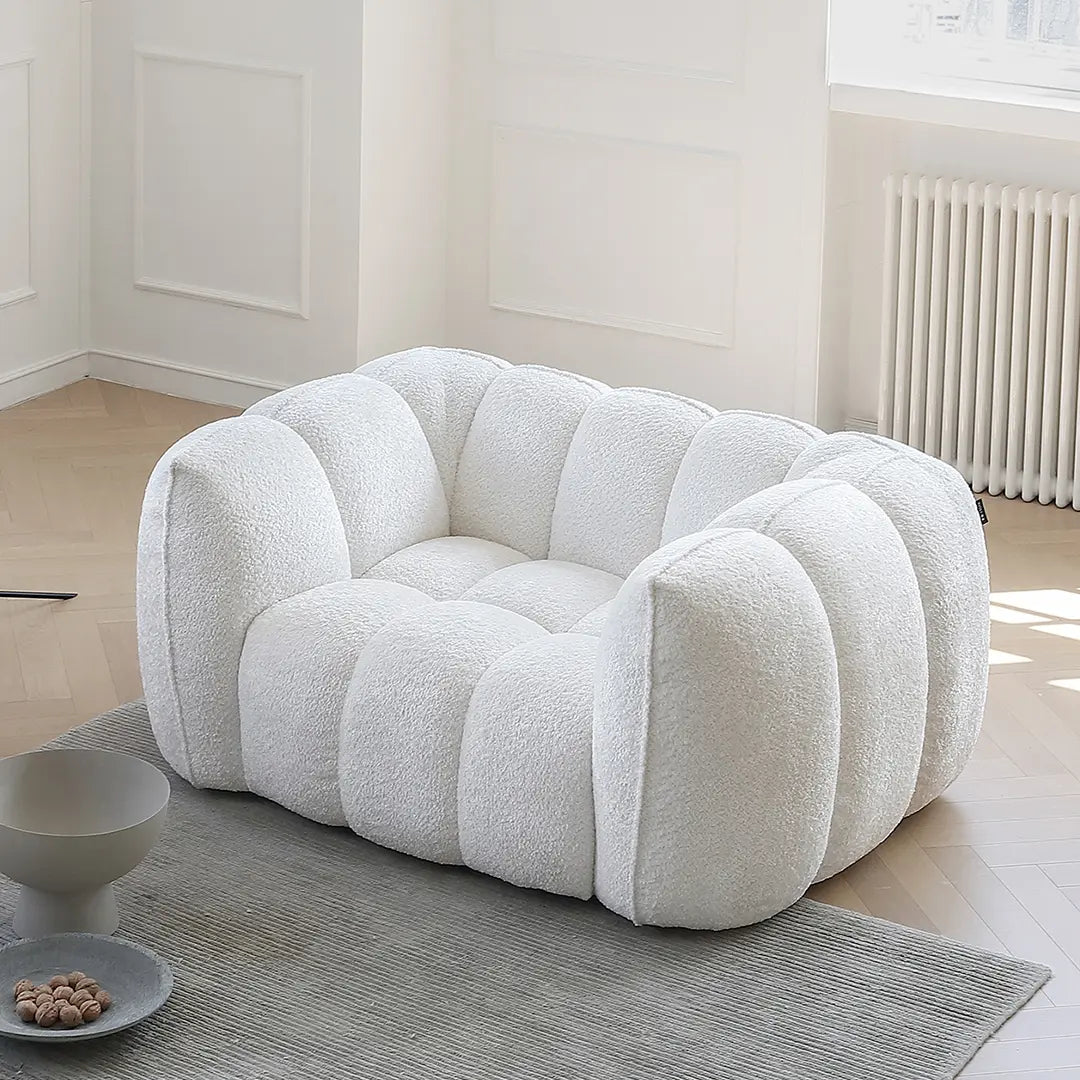 Oxley Pumpkin Single Seater Sofa, Armchair, White Luxepalace.co.uk